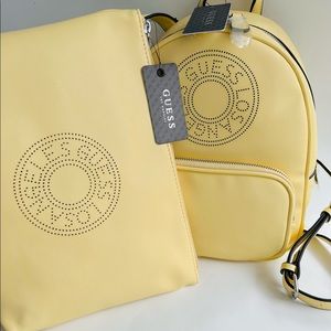 2pc Hutchinson GUESS Backpack hand/shoulder bag Color Yellow & Travel Case NWT